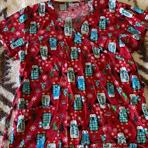 Winter/Christmas themed scrub top